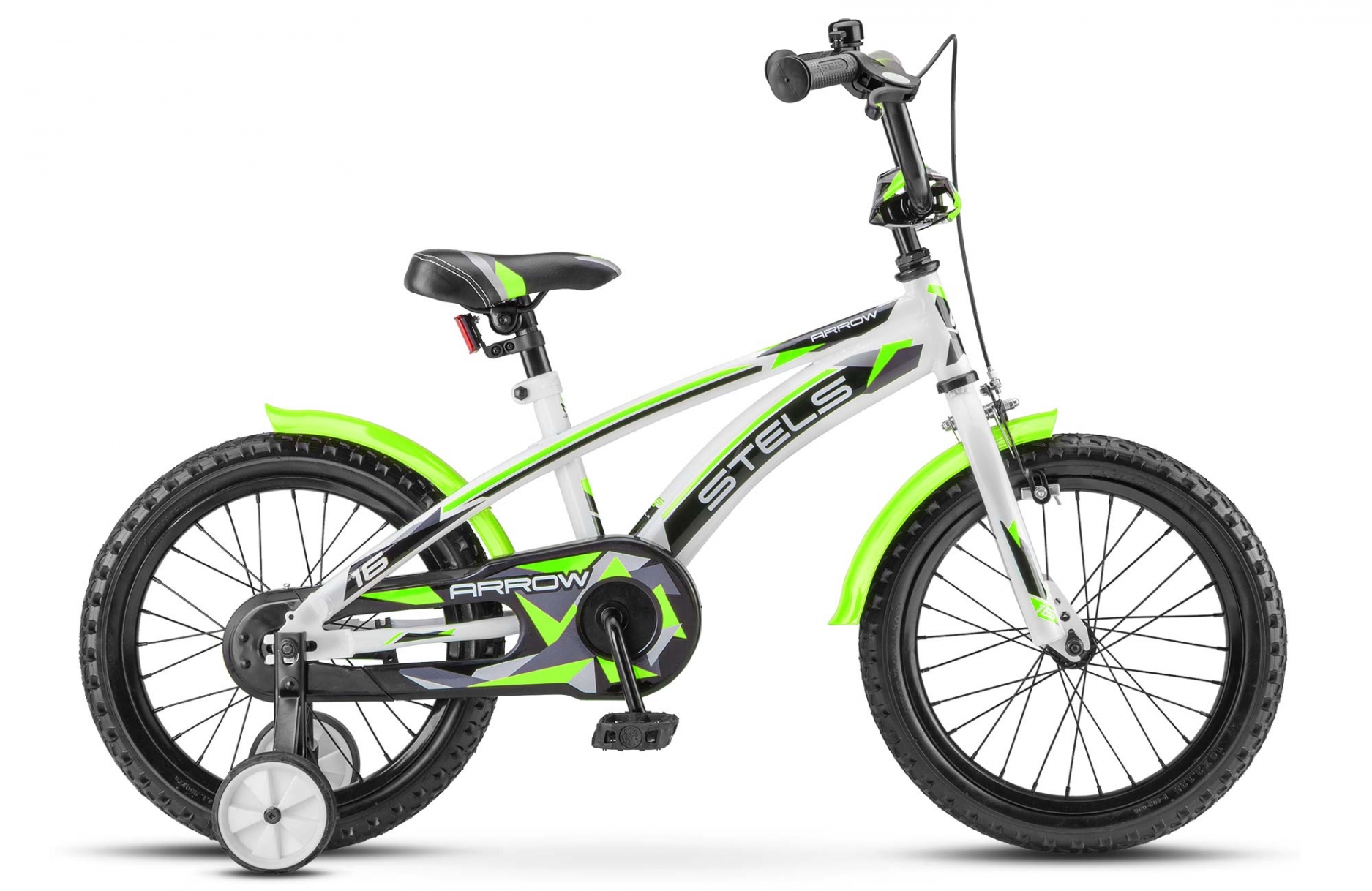 Велосипед 16" STELS Arrow (9.5" Белый/зелёный), арт. V020